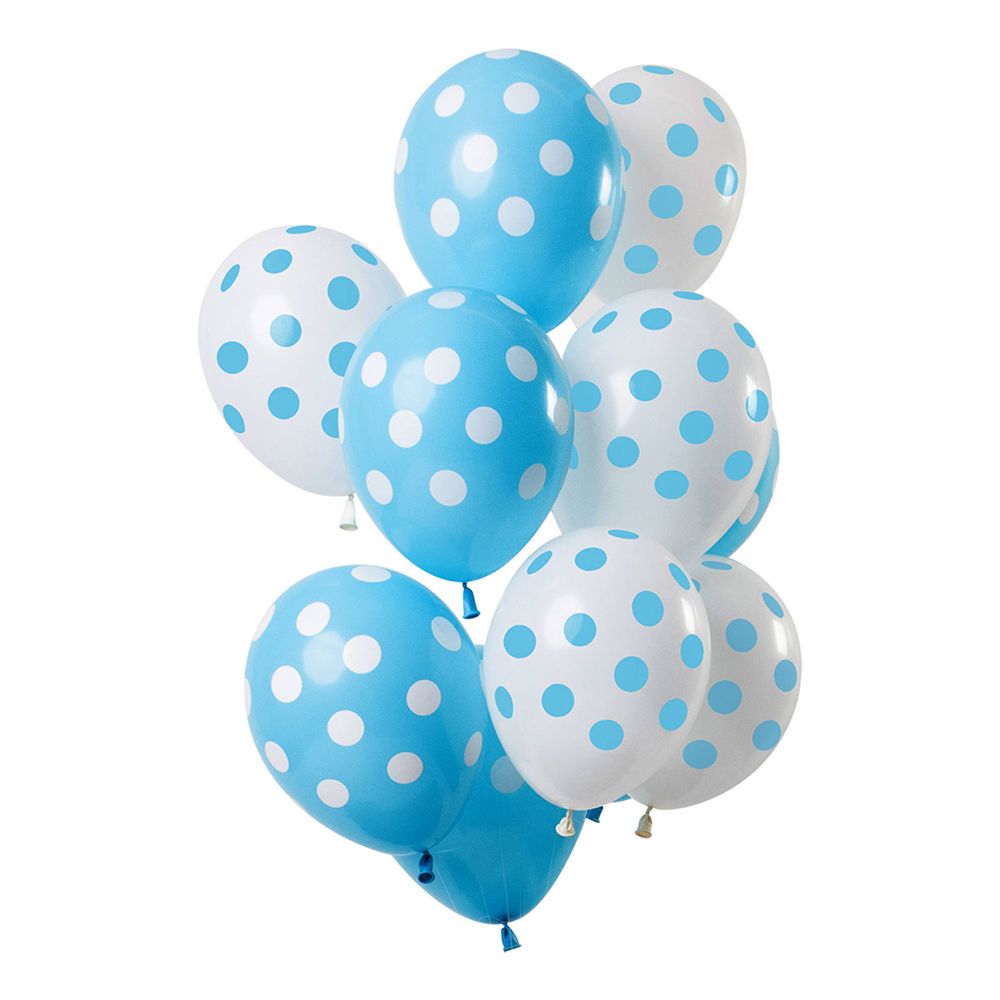 Ballonger Vit/Blå Prickiga