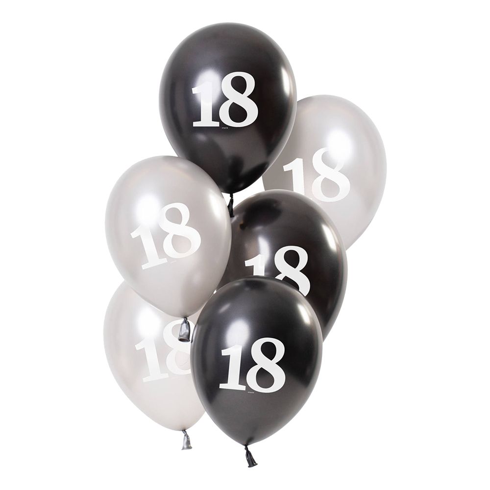 Balloner Hvid/Sort 18 År