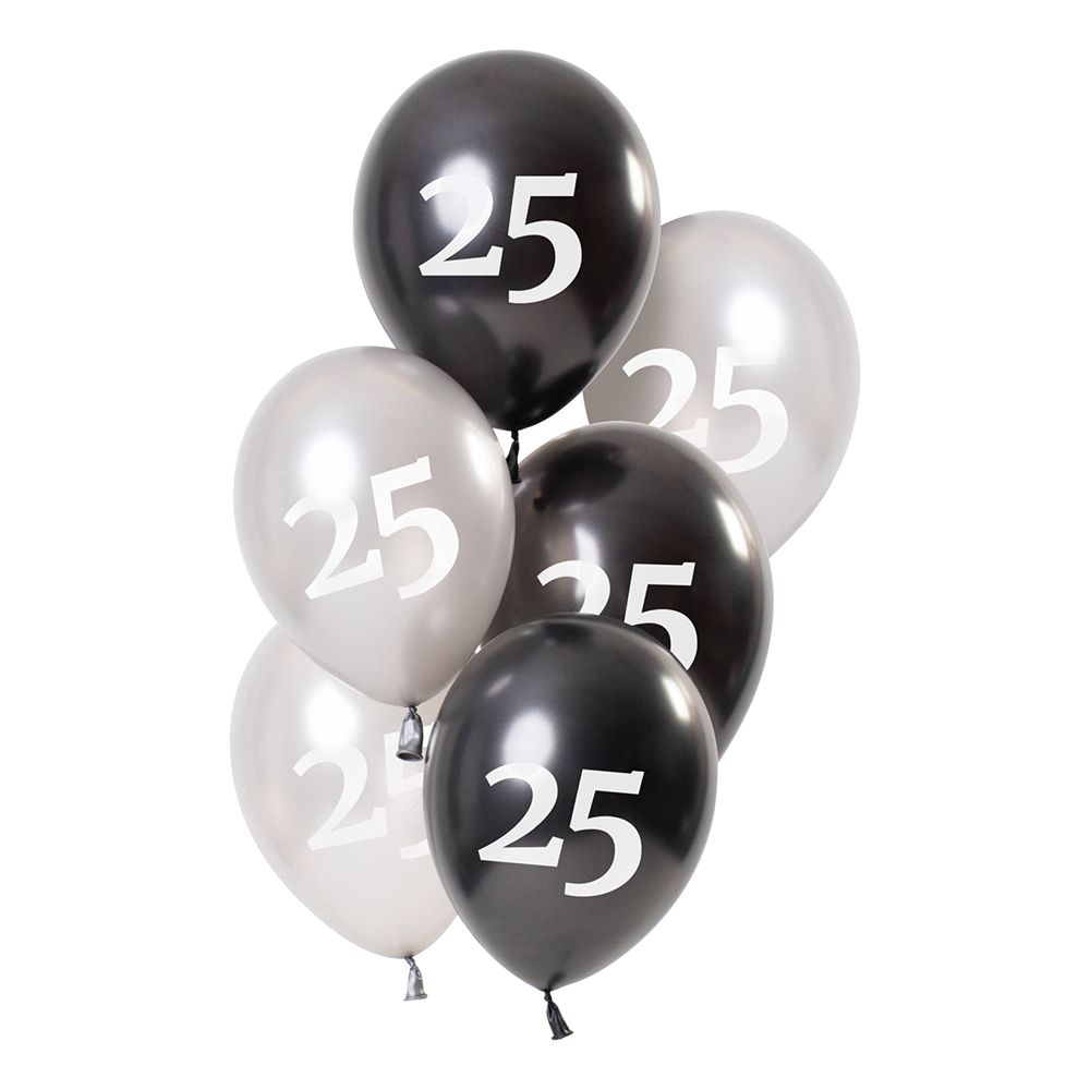 Balloner Hvid/Sort 25 År