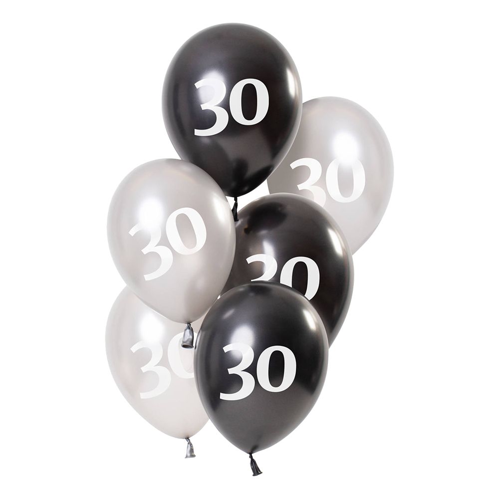 Balloner Hvid/Sort 30 År