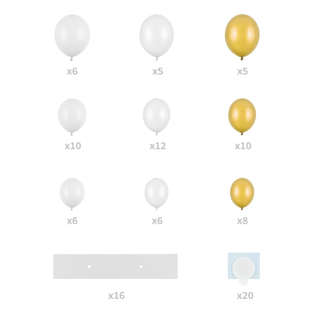 Ballonfigur Guld/Hvid Hjerte Stort