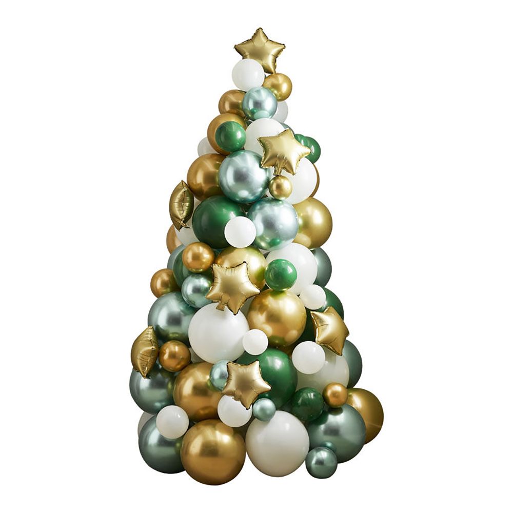 Ballongfigur Julgran Grön/Guld