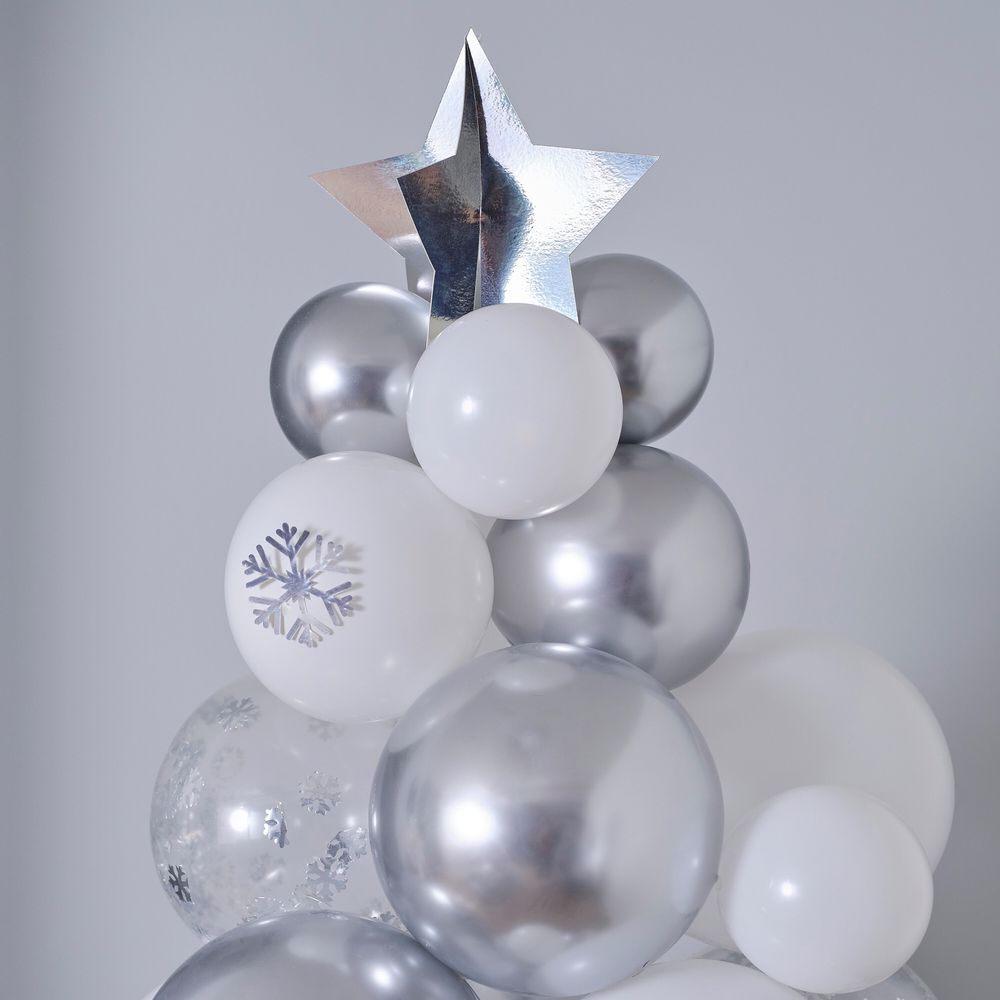 Ballongfigur Julgran Vit/Silver