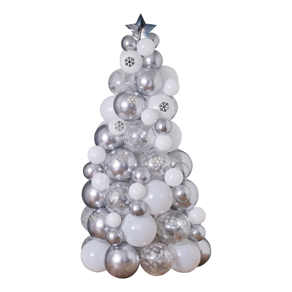 Ballongfigur Julgran Vit/Silver