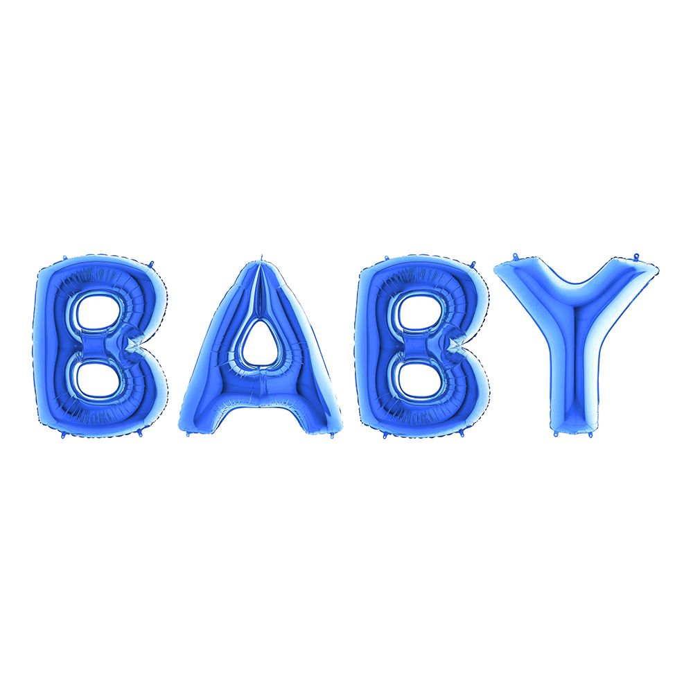 Ballonggirlander Baby Blå Metallic Stor