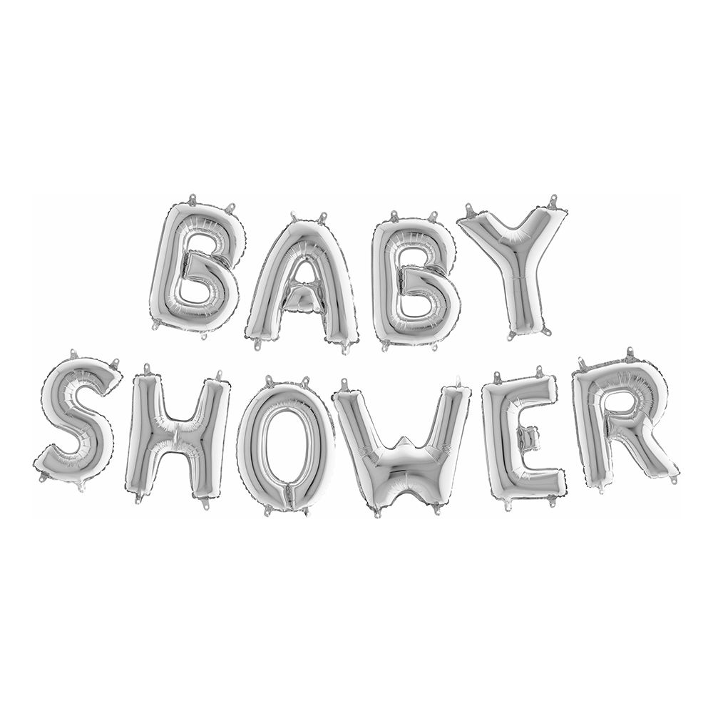 Ilmapalloviirinauha Baby Shower Hopea Metallic