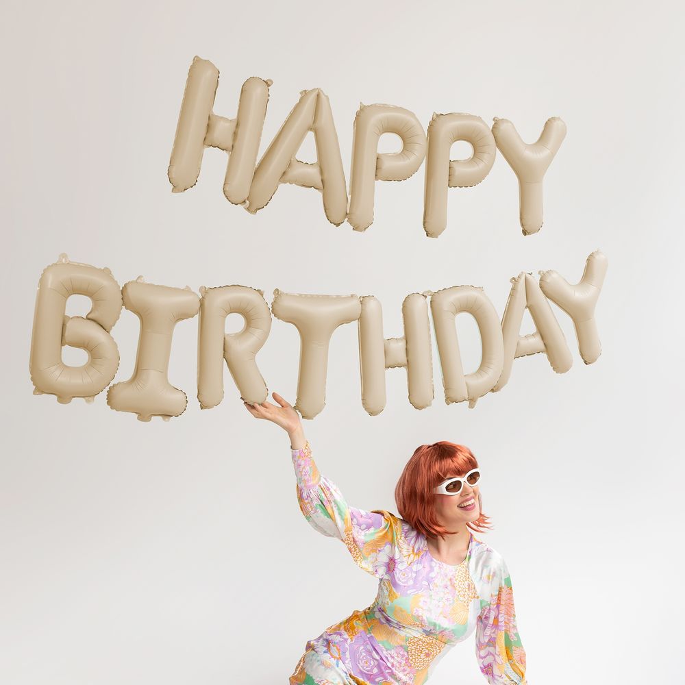 Ballonggirlander Happy Birthday Beige