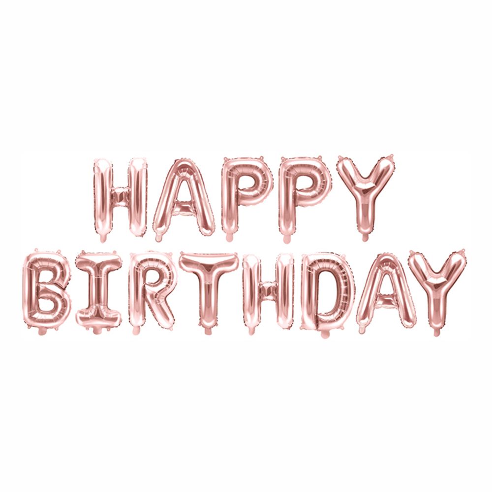 Ballonggirlander Happy Birthday Roségull