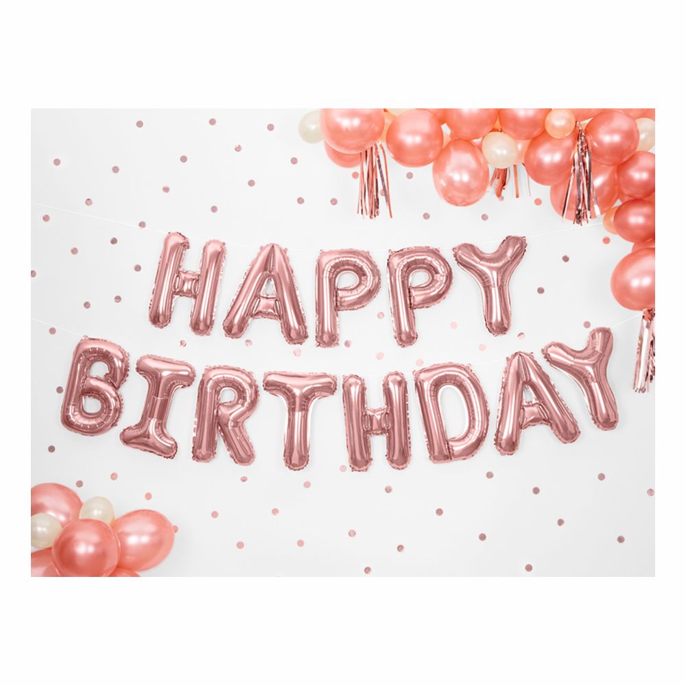 Ballonggirlander Happy Birthday Roségull