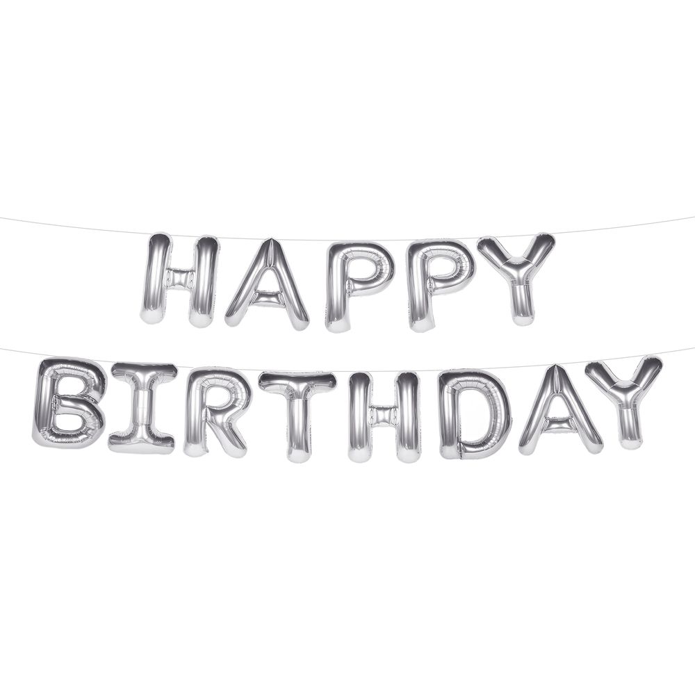Ballongguirlande Happy Birthday Sølv