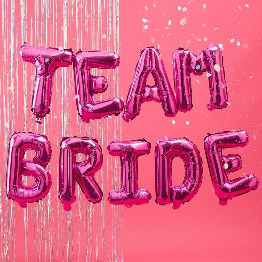Ballonggirlander Team Bride Hot Pink