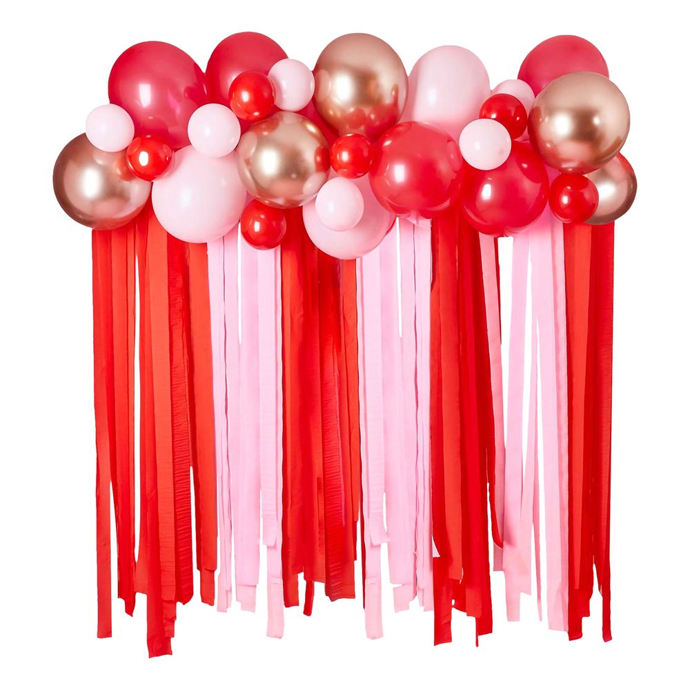 Ballonbue med Streamers Rød/Lyserød