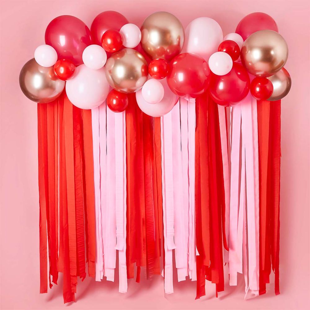 Ballonbue med Streamers Rød/Lyserød