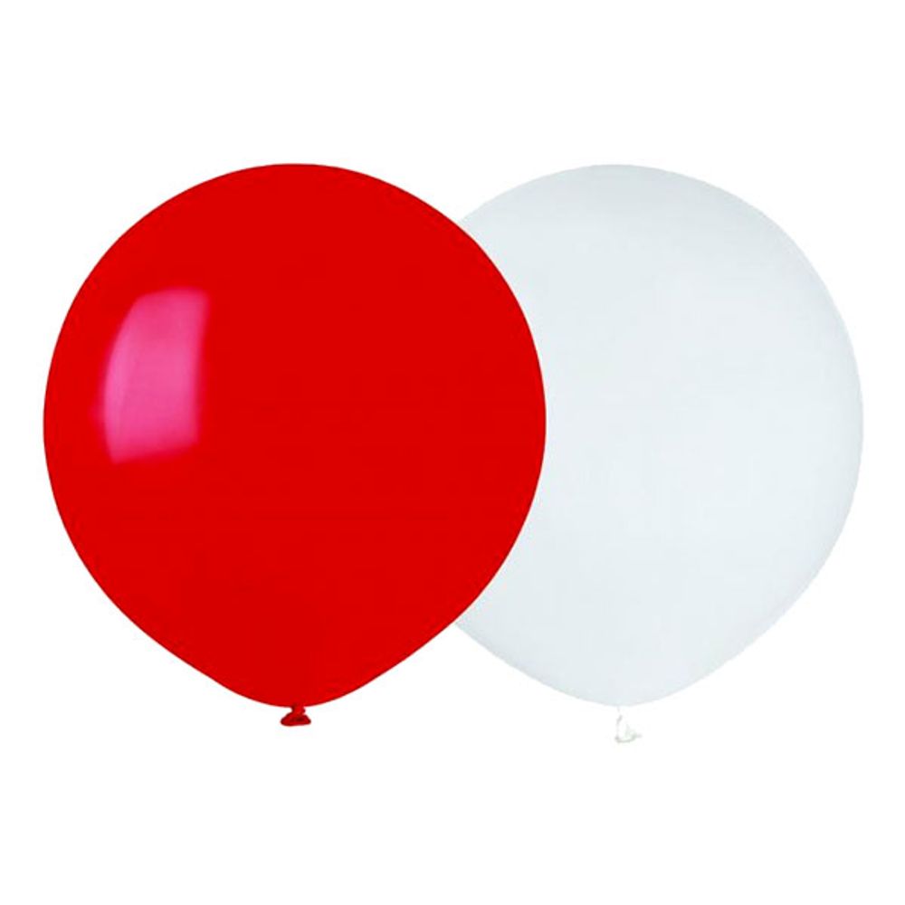 Ballongkombo Rød/Hvit Runde Store