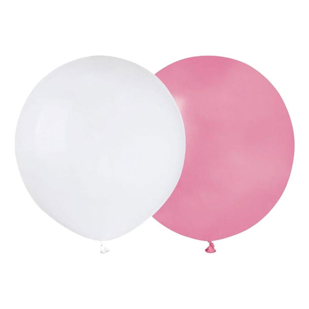 Ballongkombo Rosa/Hvit Runde Store