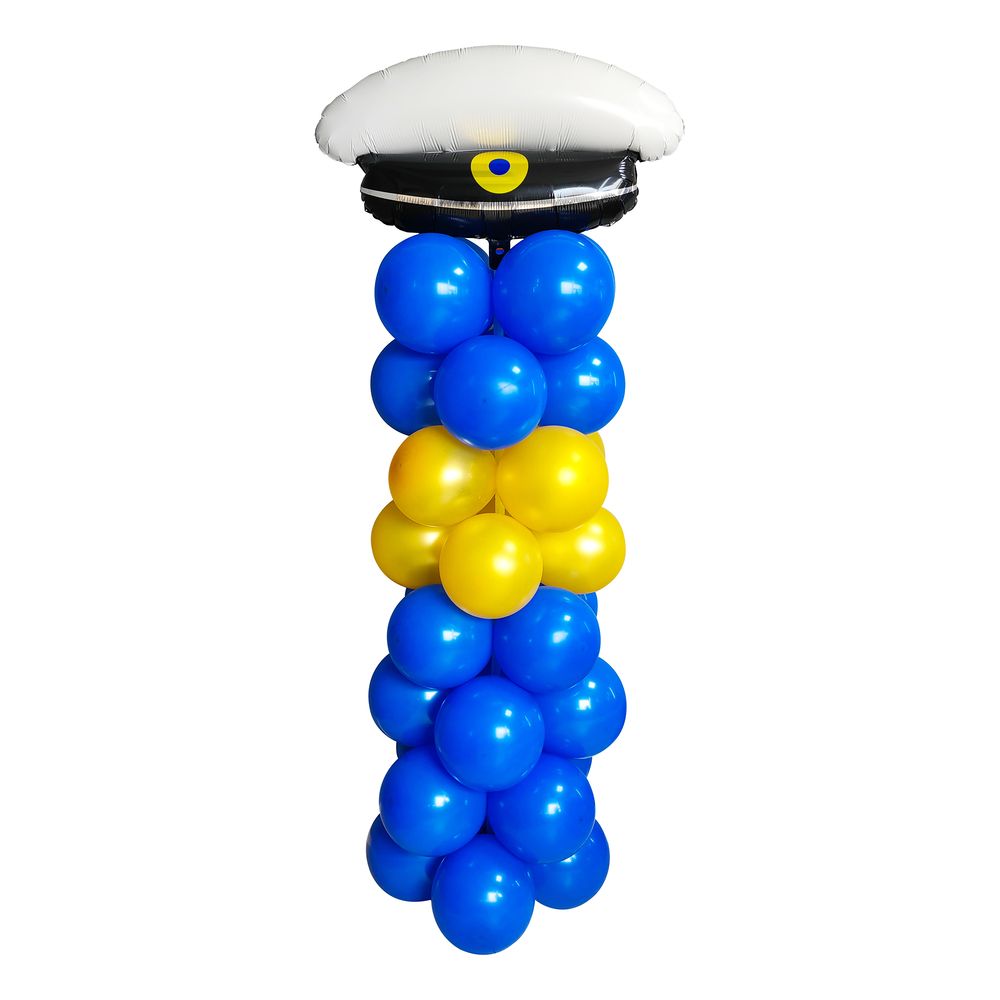 Ballongpelare Blå/Guld med Studentmössa
