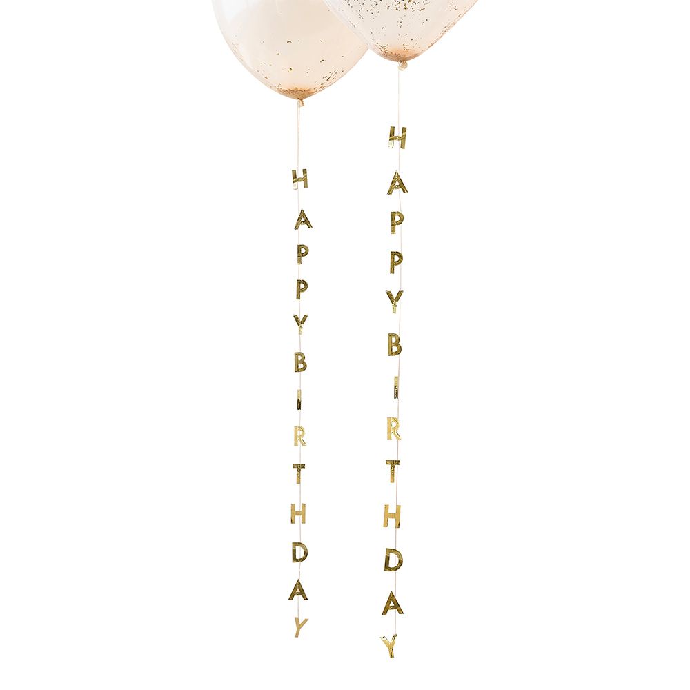 Ballongsvansar Happy Birthday Guld