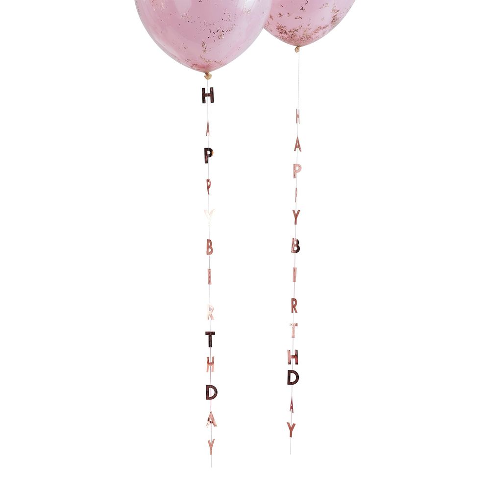 Ballongsvansar Happy Birthday Roséguld