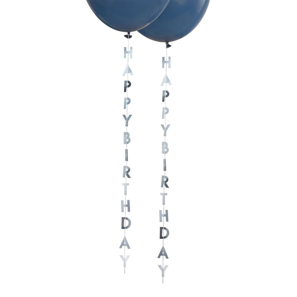 Ballongsvansar Happy Birthday Silver