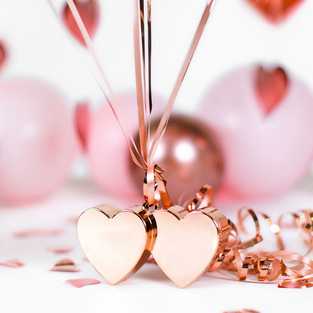 Ballongvekt Doble Hjerter Roségull