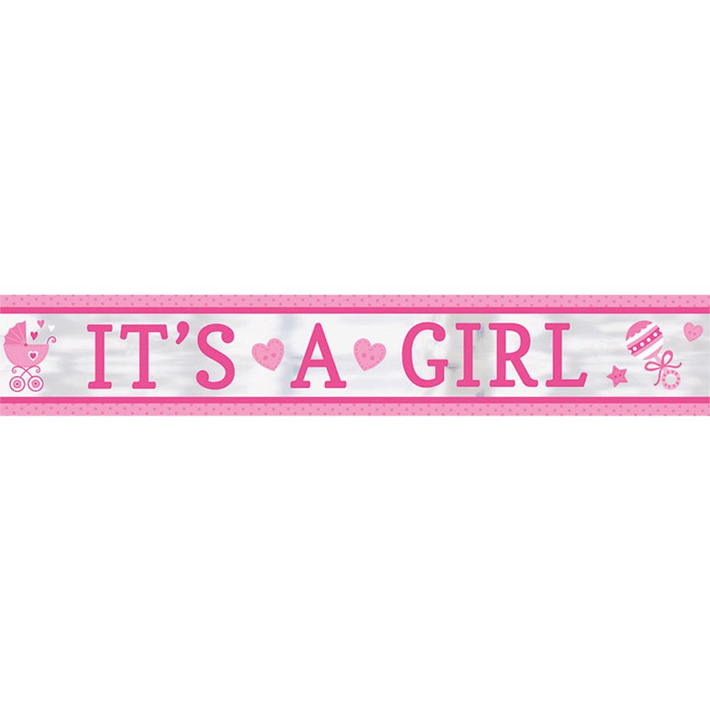 Banderoll Its a Girl Rosa