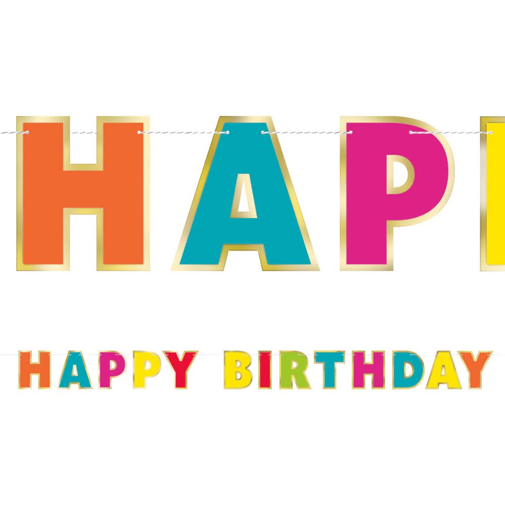 Banner Happy Birthday Flerfarget