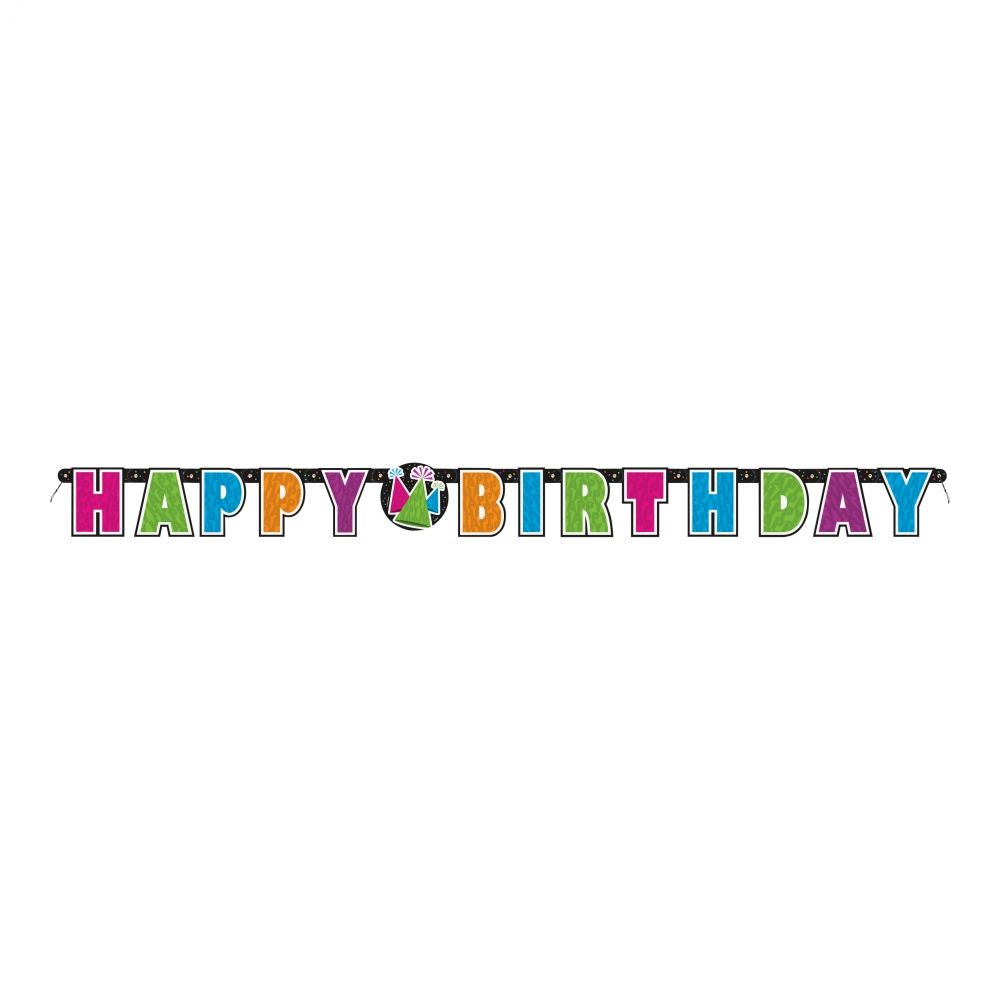 Bokstavgirlander Happy Birthday Neon