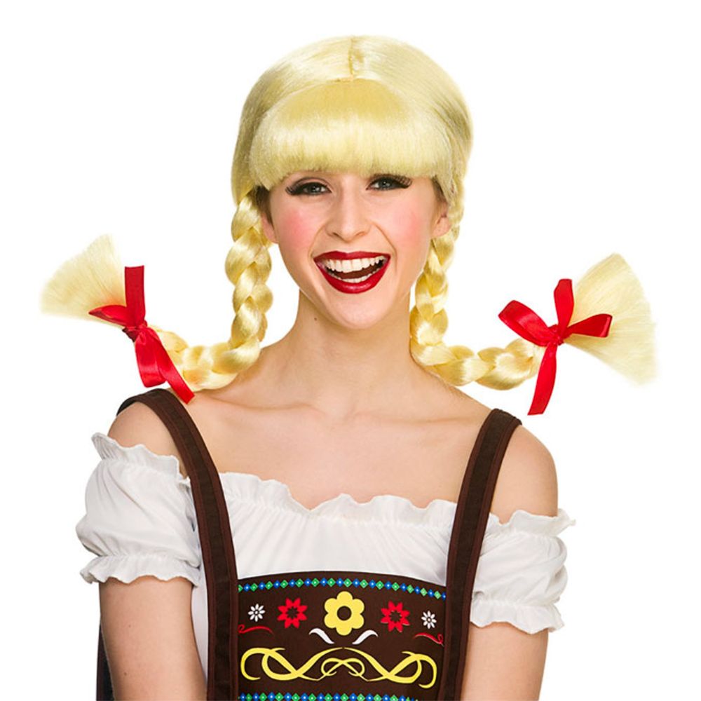 Bavarisk Blond Peruk med Flätor