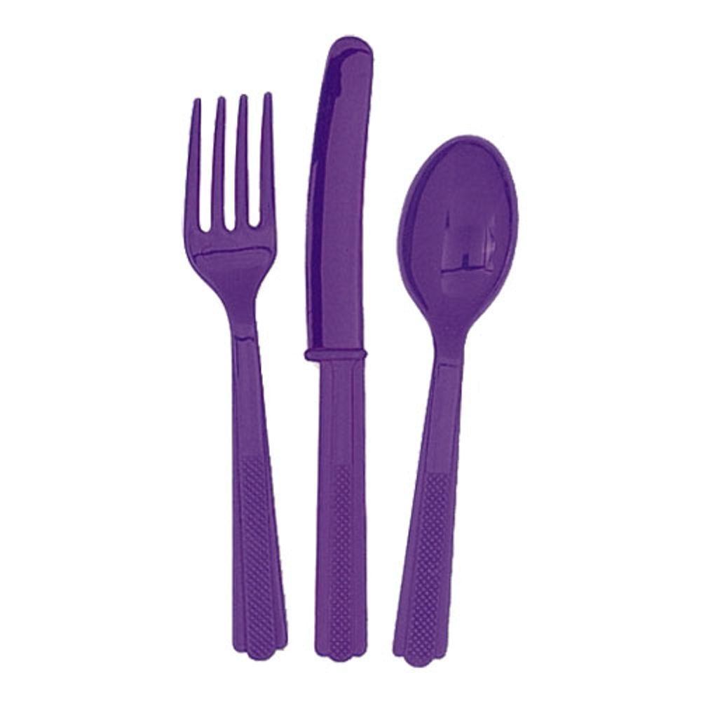 Plastbestikk Mørkelilla