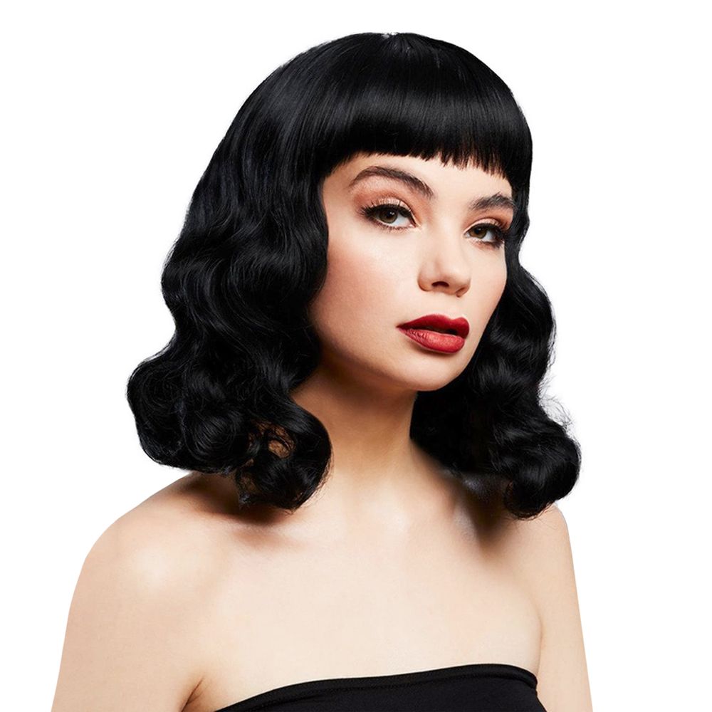 Bettie Svart Vågig Deluxe Peruk