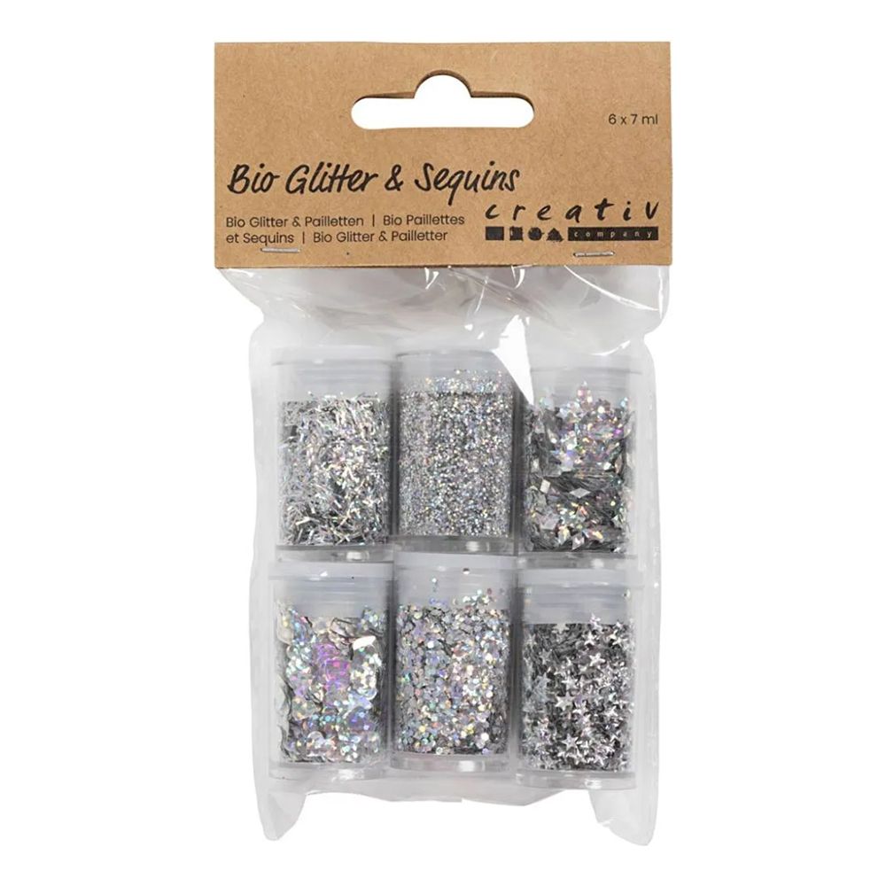 Bio-Glitter Blandet Sølv Sæt