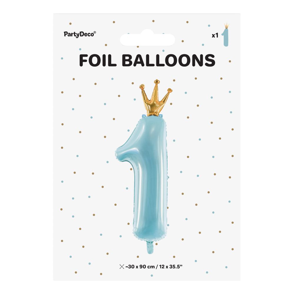 Blå Talballon 1 Med Krone