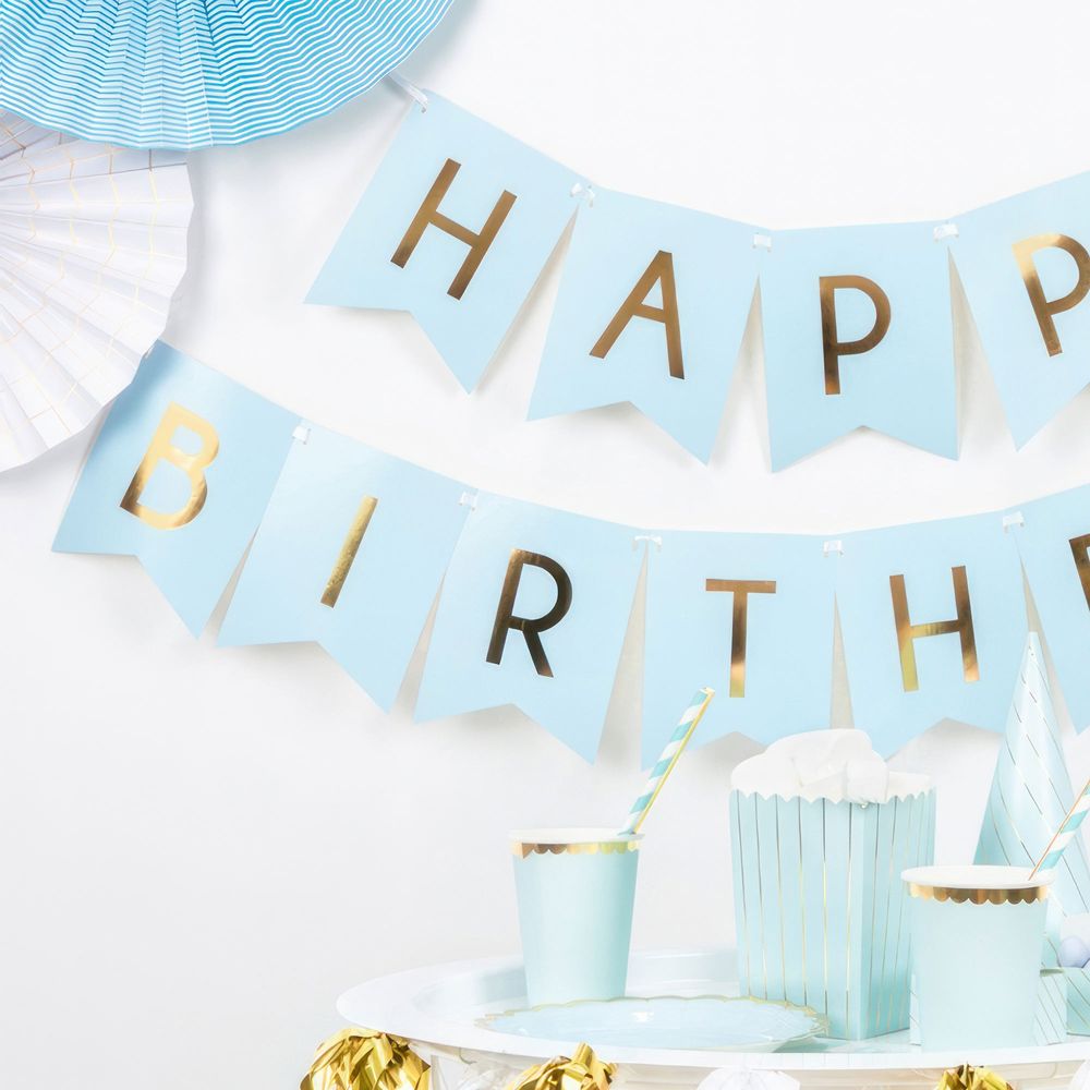 Blå Vimpelguirlande Happy Birthday