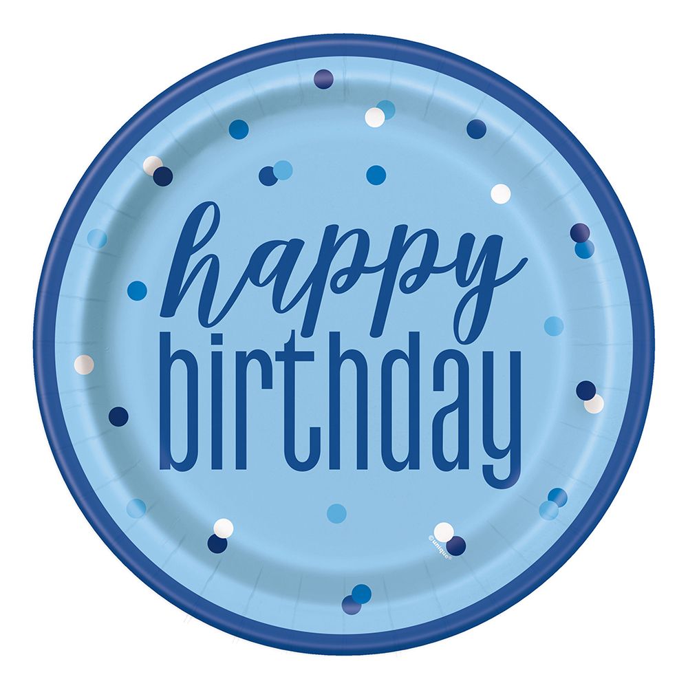 Siniset Pahvilautaset Happy Birthday
