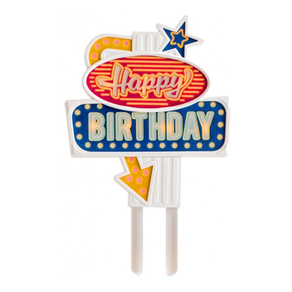 Blinkende Kakedekorasjon Happy Birthday
