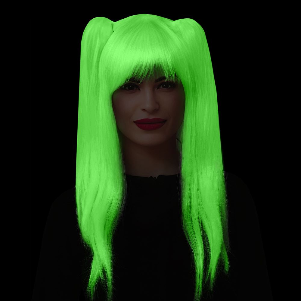 Blond UV Neon Peruk med Tofsar