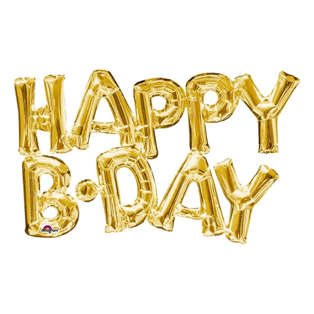Kirjainilmapallo Happy B-Day Kulta