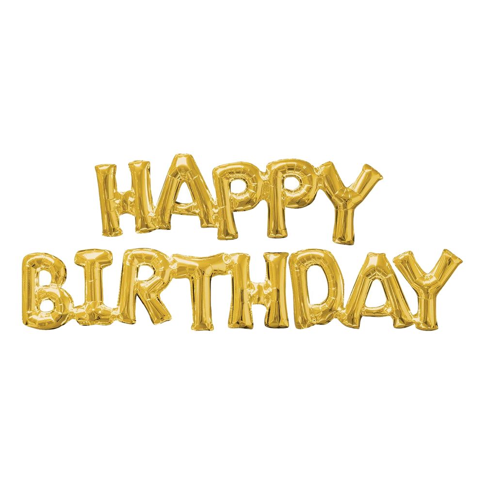 Bogstavballon Happy Birthday Guld Stor