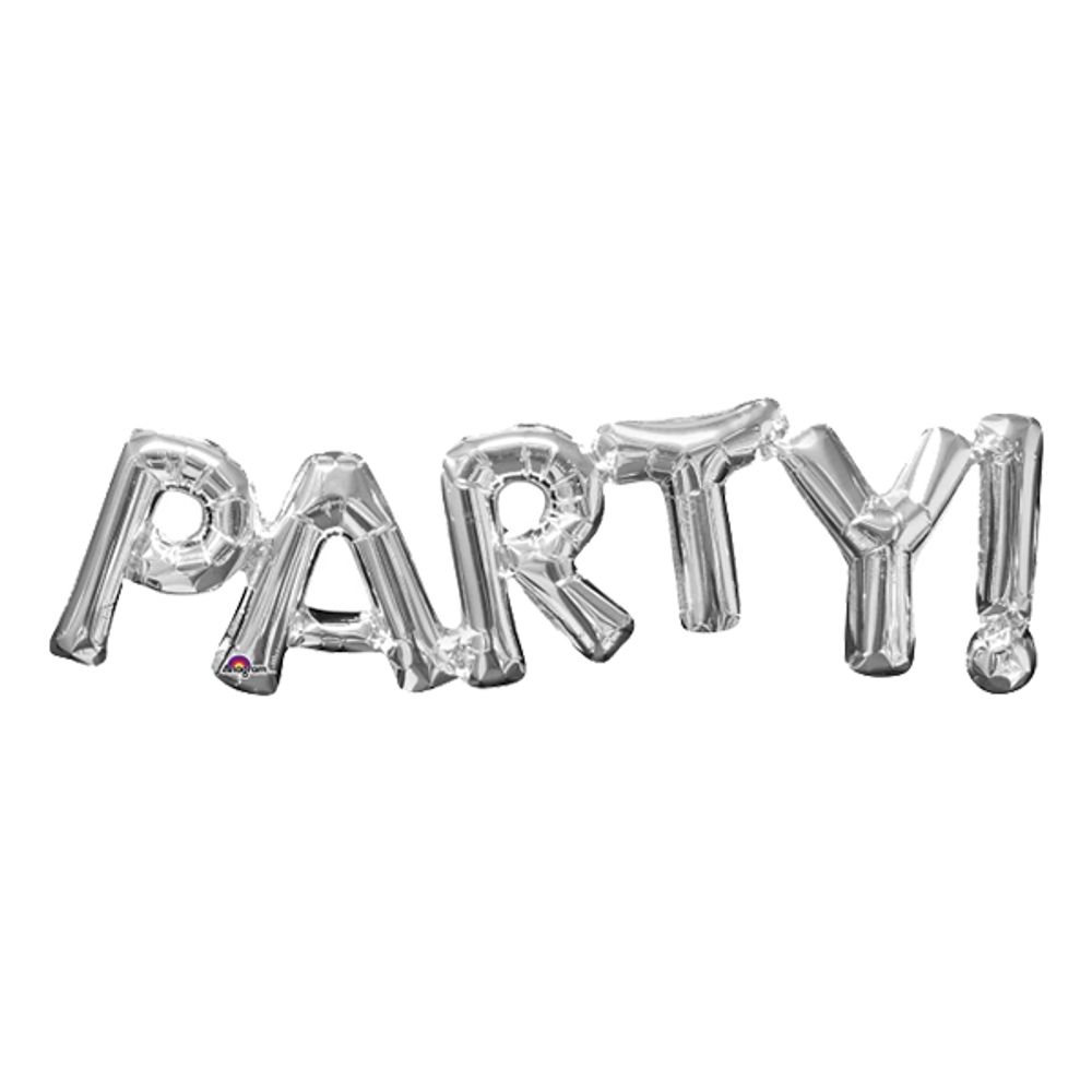 Kirjainilmapallo PARTY! Hopea