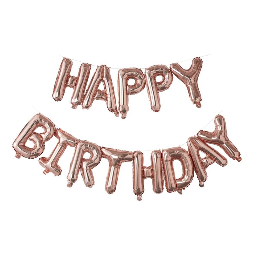 Bokstavballonger Happy Birthday Rosegull