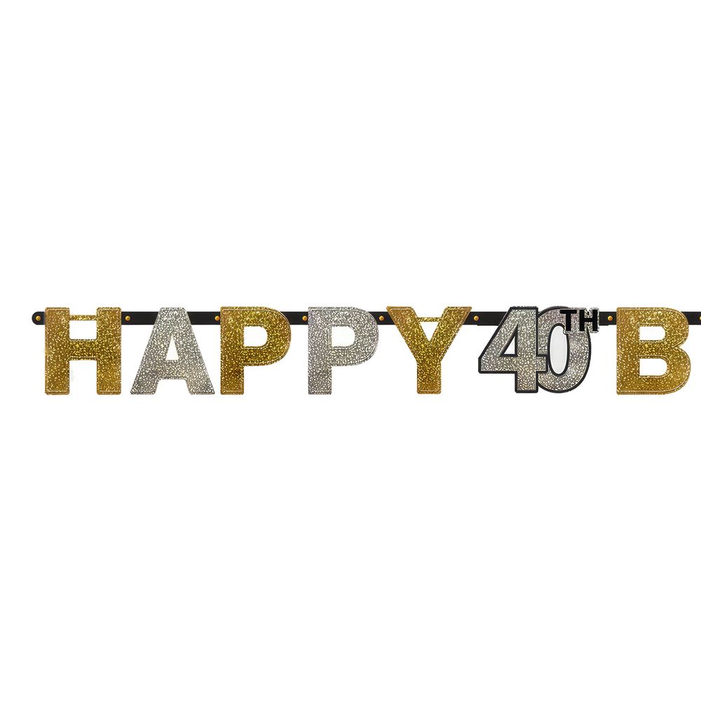 Bogstavguirlande Happy Birthday 40 år