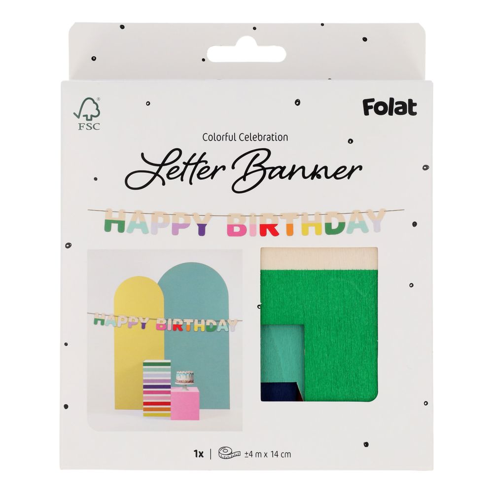 Bokstavsgirlang Happy Birthday i Trä