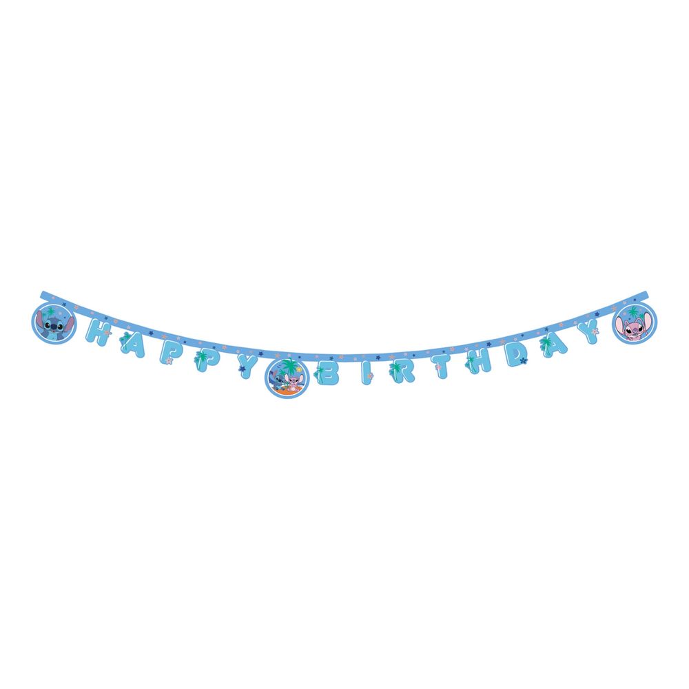 Bokstavsgirlang Happy Birthday Stitch & Angel