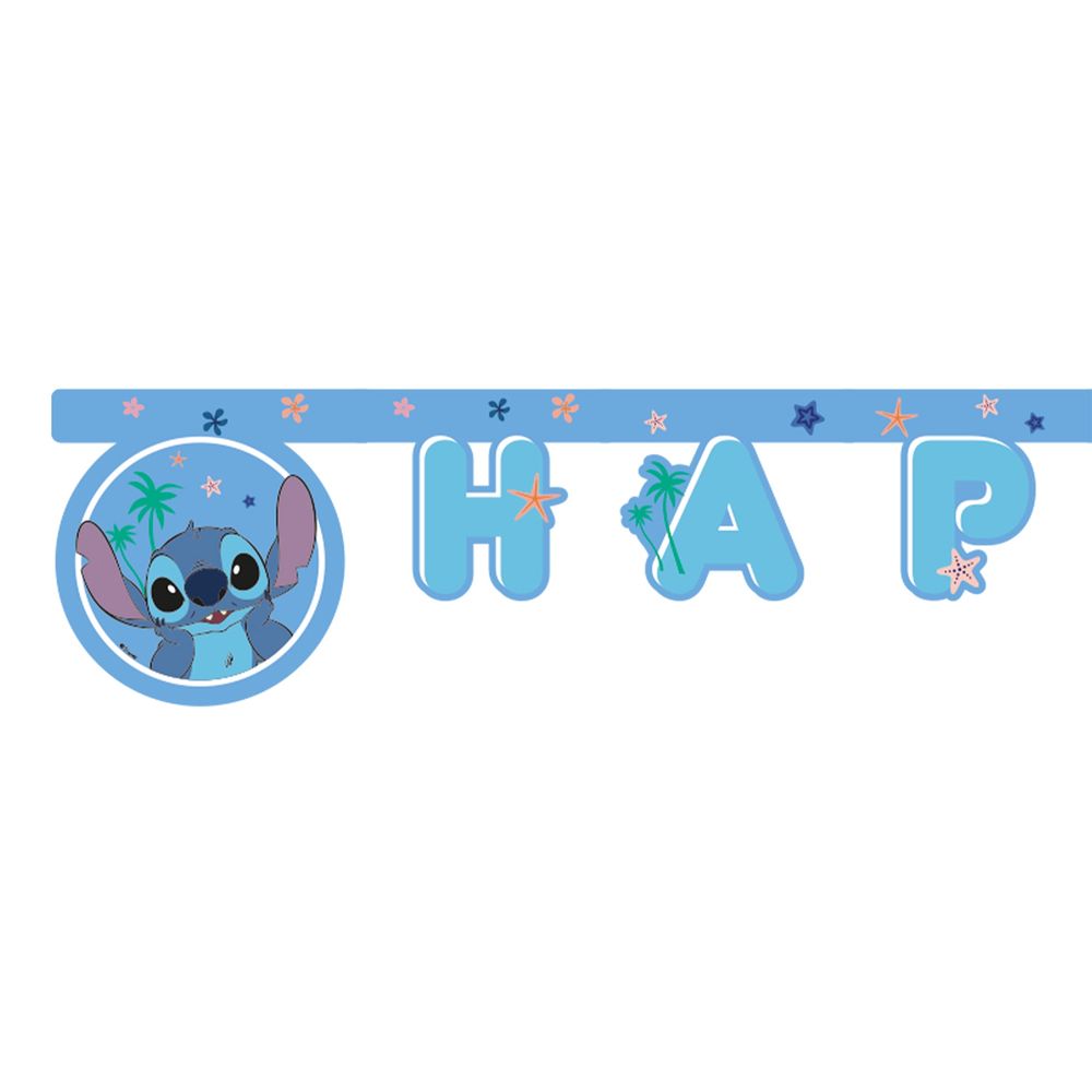 Bokstavsgirlang Happy Birthday Stitch & Angel