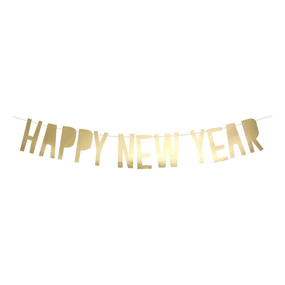 Kirjainnauha Happy New Year Kultainen Metallic