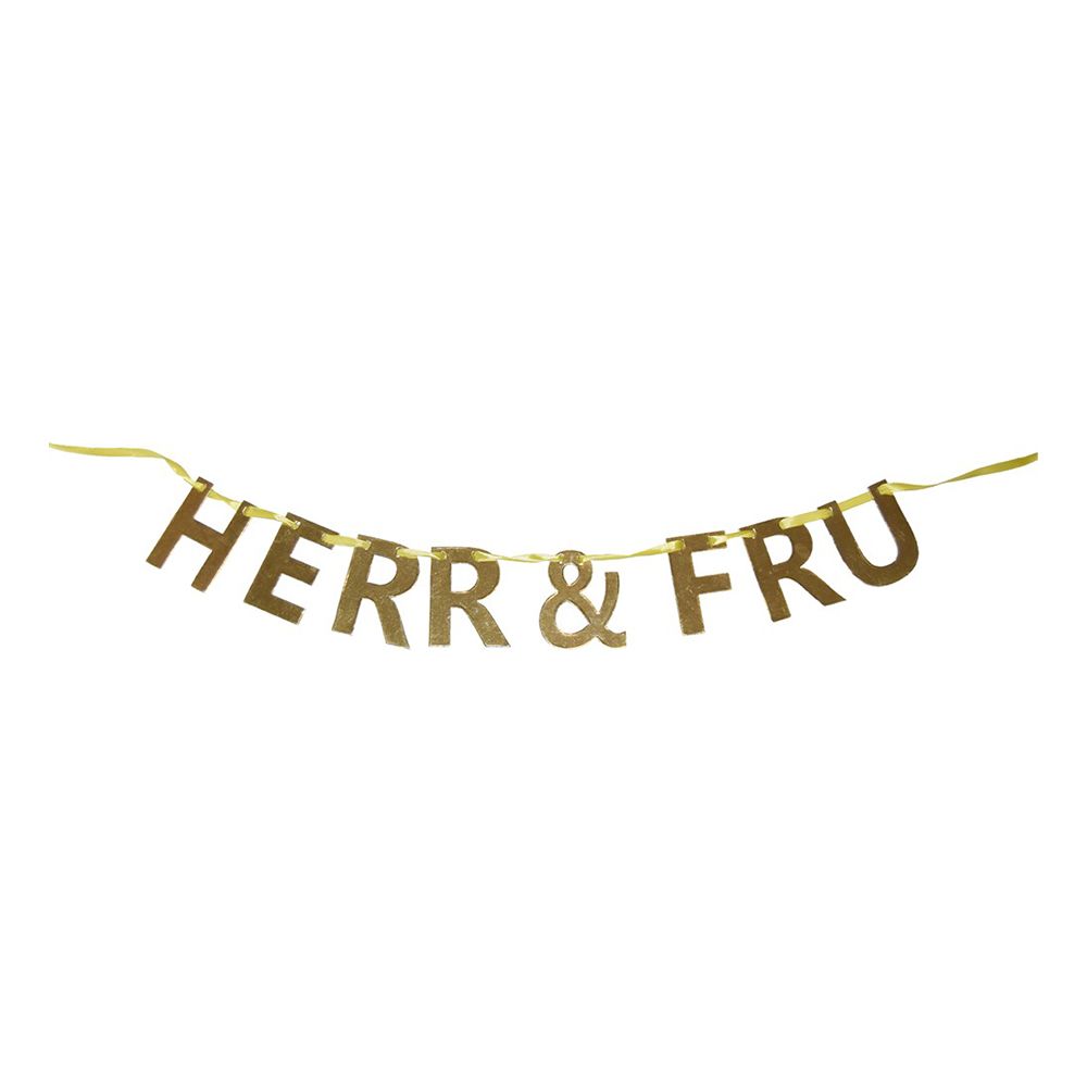 Bogstavguirlande "Herr & Fru" Guld
