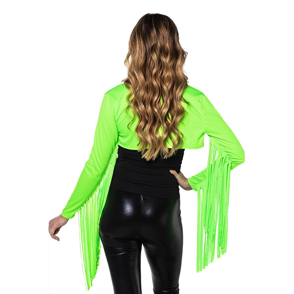 Bolero med Frynser Neongrøn UV