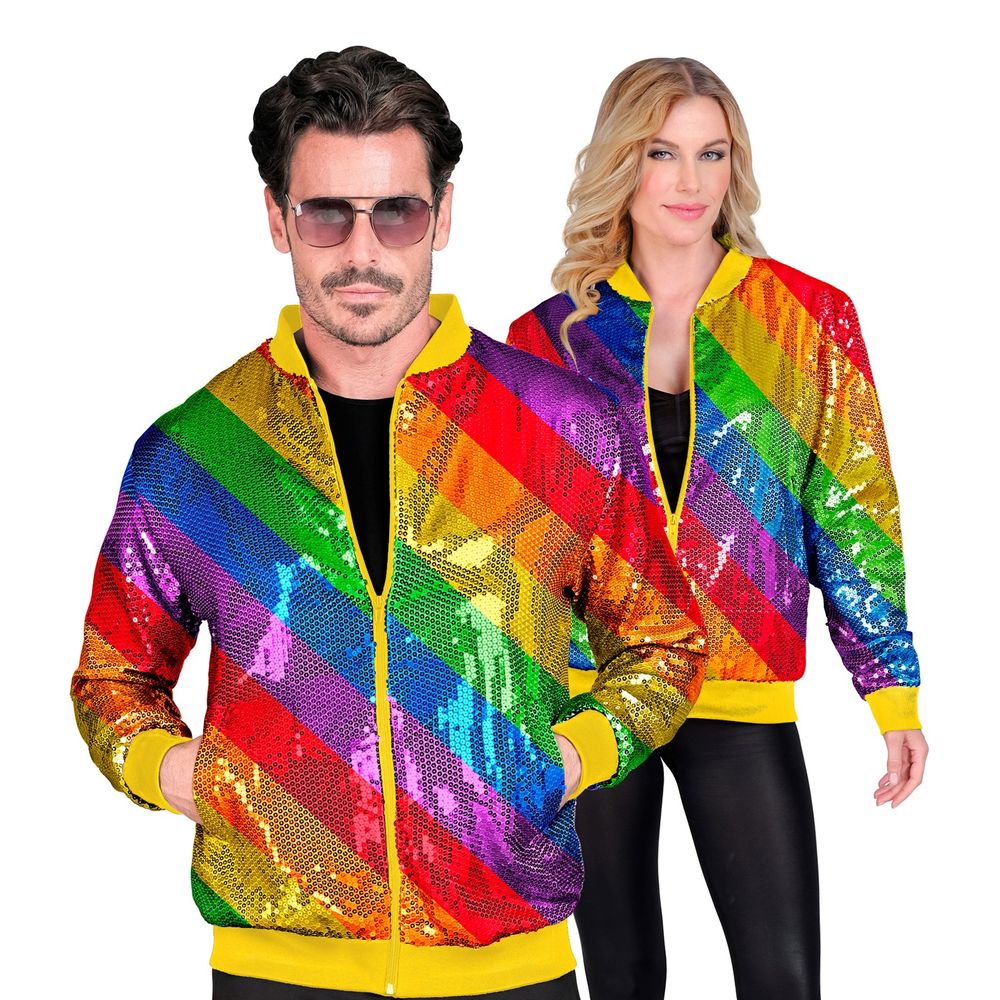 Rainbow-paljettibombertakki