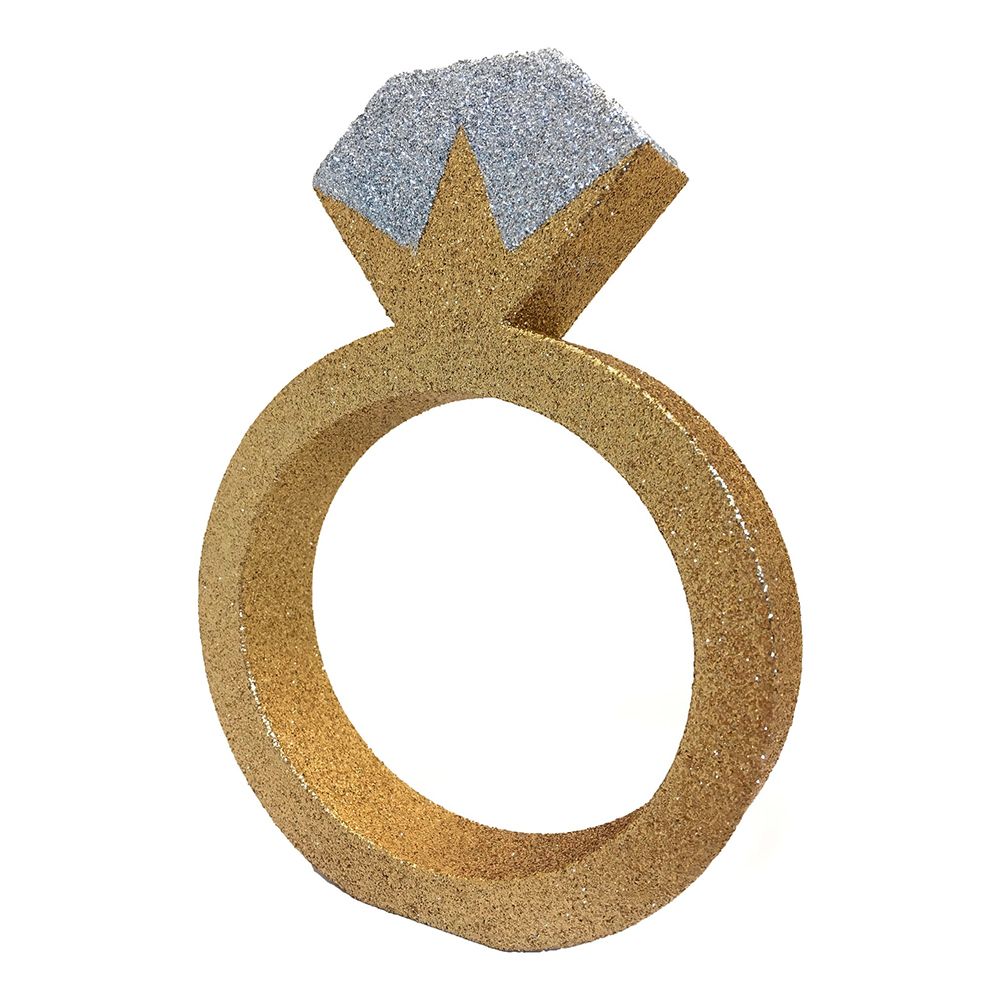 Borddekorasjon Forlovelsesring Gull Glitter