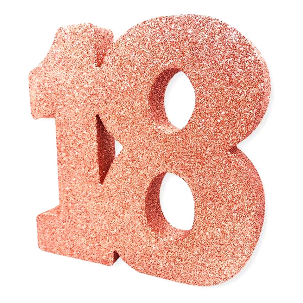 Borddekorasjon Tall 18 Roségull Glitter
